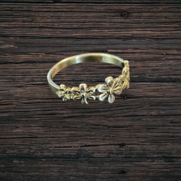 Sterling Silver 925 Daisy Chain Flower Band Ring SZ 9 Stackable - Picture 6 of 8